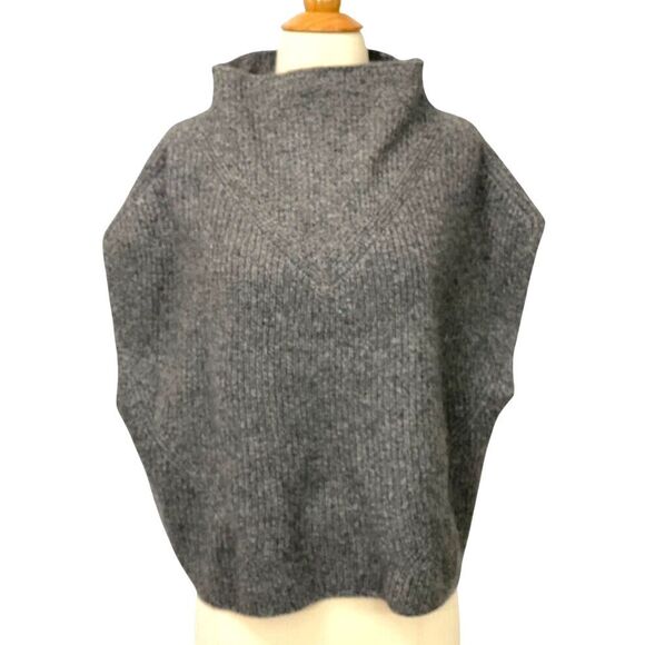 Anthropologie Enza Oversized Ribbed Cashmere Vest Sweater Boxy Soft Gray Size M - Picture 1 of 8